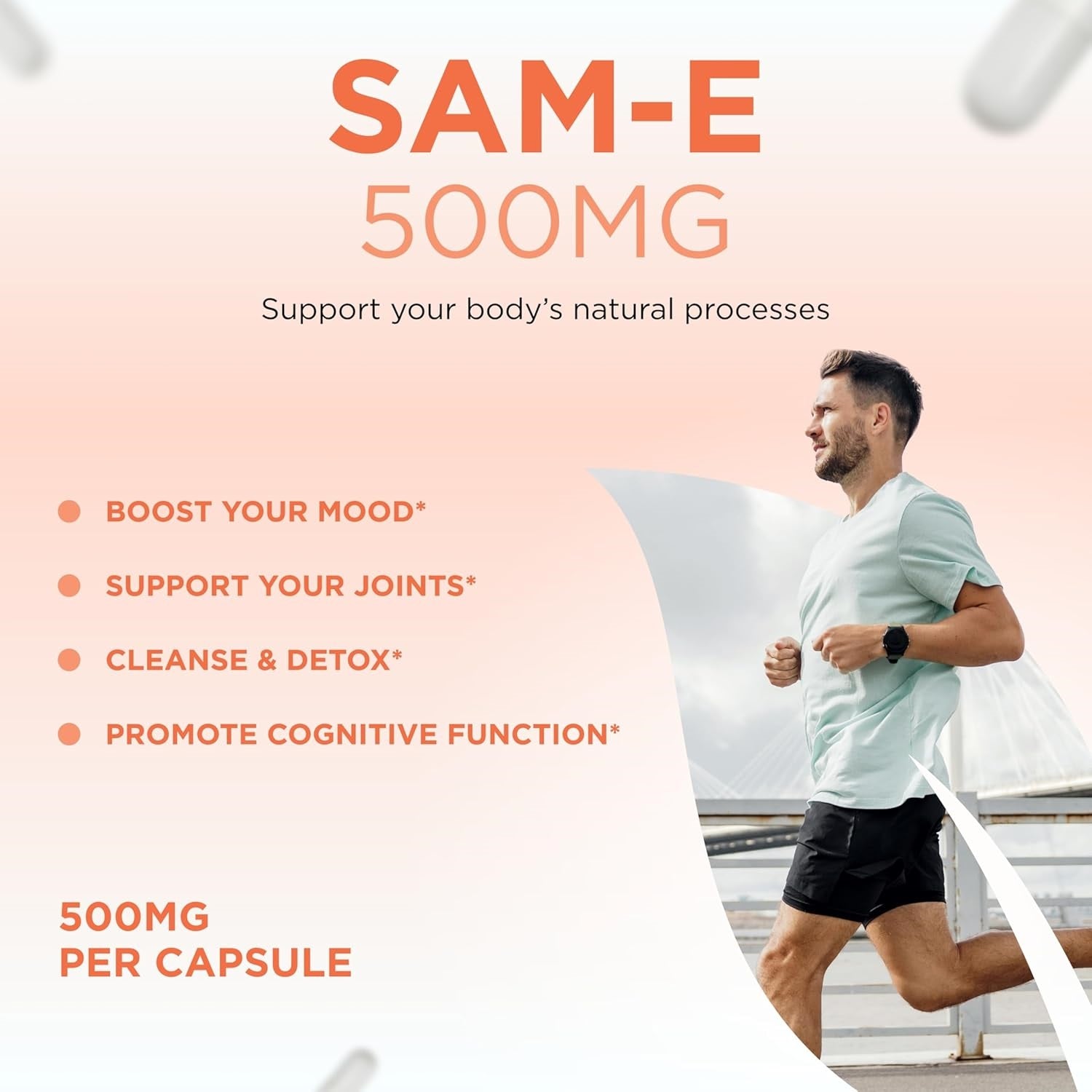 Bioactive SAM-e 500mg - High Strength SAM-e Supplement with Biologically Active S,S Form for Joint Liver and Mood Support - Vegan Non-GMO Preservative Free - Made in the US