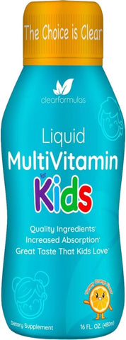Sugar Free Liquid Multivitamin for Kids - High Absorption Kids Liquid Multivitamin with Vitamins A C D E & B Complex Plus Quercetin Immune Support Complex - 3rd Party Tested - Orange Flavor (1 Month)