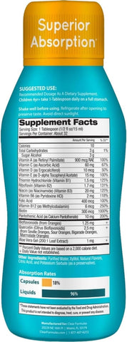 Sugar Free Liquid Multivitamin for Kids - High Absorption Kids Liquid Multivitamin with Vitamins A C D E & B Complex Plus Quercetin Immune Support Complex - 3rd Party Tested - Orange Flavor (1 Month)