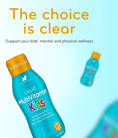 Sugar Free Liquid Multivitamin for Kids - High Absorption Kids Liquid Multivitamin with Vitamins A C D E & B Complex Plus Quercetin Immune Support Complex - 3rd Party Tested - Orange Flavor (1 Month)