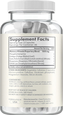 Phosphatidylserine Nootropics Brain Support Supplement - Advanced Memory Supplement for Brain Function Support with DMAE Gotu Kola and Ginkgo Biloba - Non-GMO Vegan & Made in The US (60+ Servings)