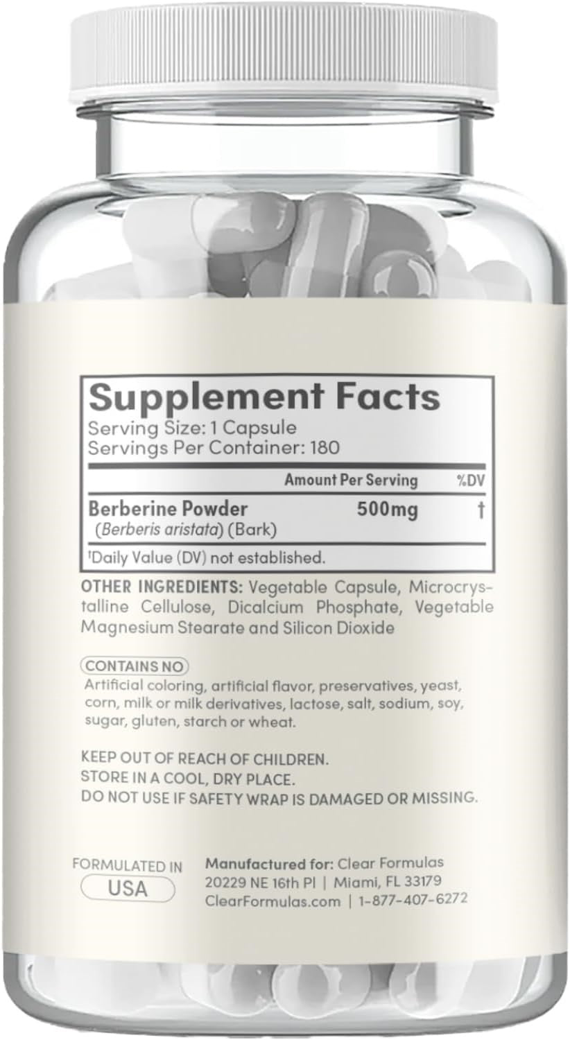 Berberine Supplement 500mg - Lab Tested Berberine 500mg Value Size - Vegan Non-GMO Made in The US & Gluten Free (6 Months Supply)