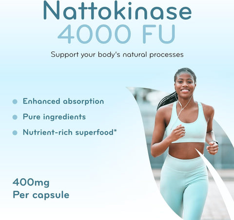 Nattokinase 4000 FU Enzyme Supplement - Double Strength Nattokinase Supplement from High Potency Non-GMO Gluten Free Natto Extract - 1 Capsule Serving - (200 Servings)