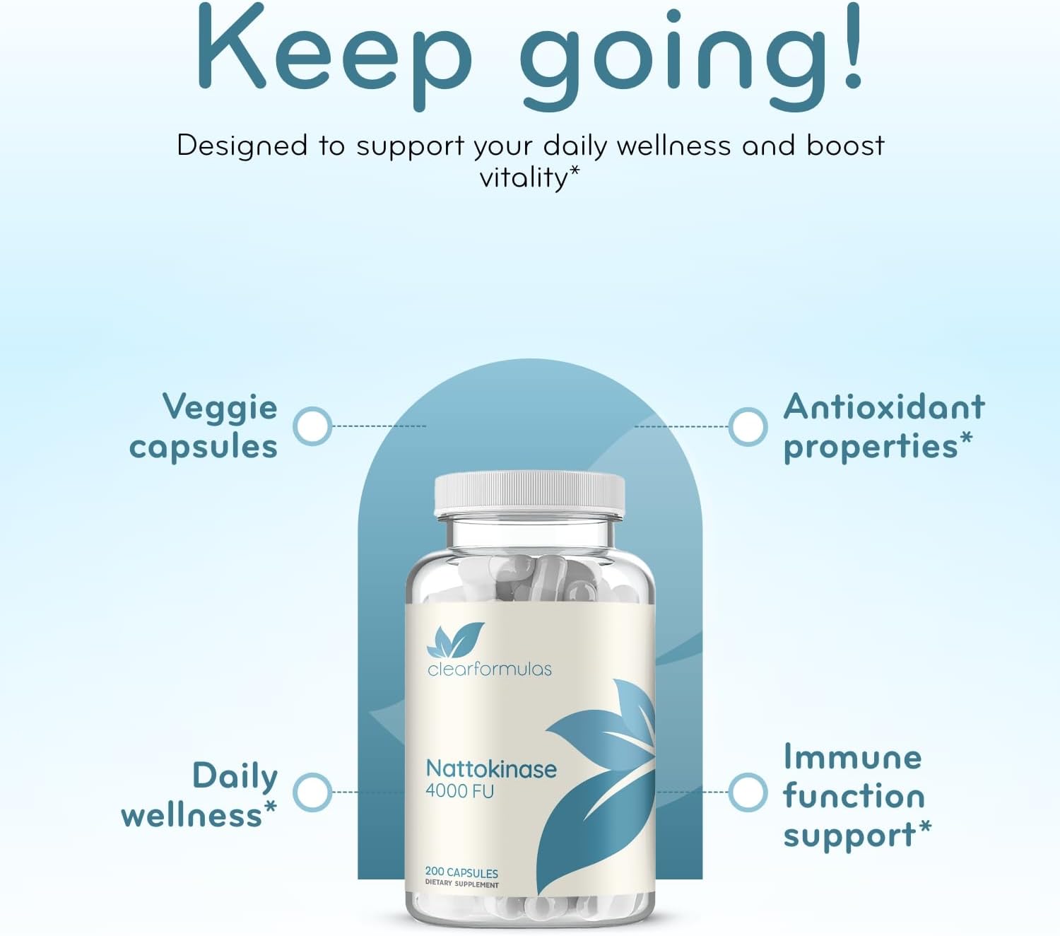 Nattokinase 4000 FU Enzyme Supplement - Double Strength Nattokinase Supplement from High Potency Non-GMO Gluten Free Natto Extract - 1 Capsule Serving - (200 Servings)