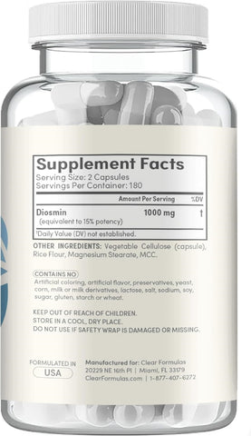 Clear Formulas Diosmin 500mg 180 capsules