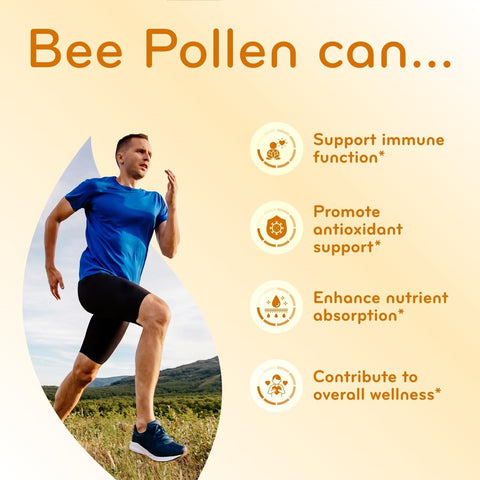 High Strength Bee Pollen Supplement - Natural Superfood Bee Pollen Capsules with Rich Nutrient Profile with Vitamins Minerals and Antioxidants - 1500mg Serving - Made in The US (200 Capsules)