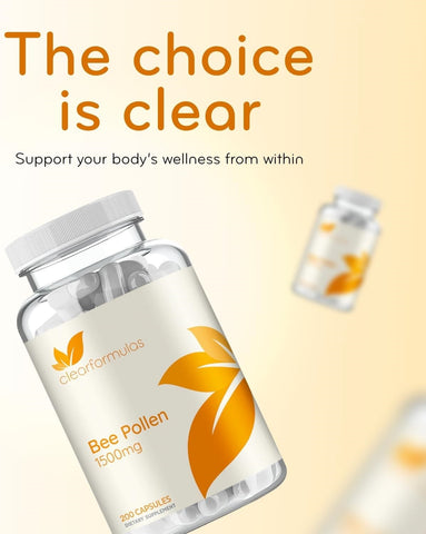 High Strength Bee Pollen Supplement - Natural Superfood Bee Pollen Capsules with Rich Nutrient Profile with Vitamins Minerals and Antioxidants - 1500mg Serving - Made in The US (200 Capsules)