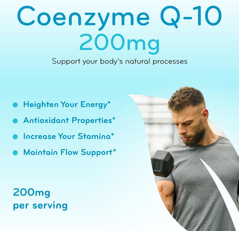 Quick Absorption CoQ10 200mg - Coenzyme Q10 200mg Potent Antioxidant for Heart Energy and Aging Support - High Stability CoQ10 Ubiquinone Capsules - Made in a cGMP US Lab (400 Servings)