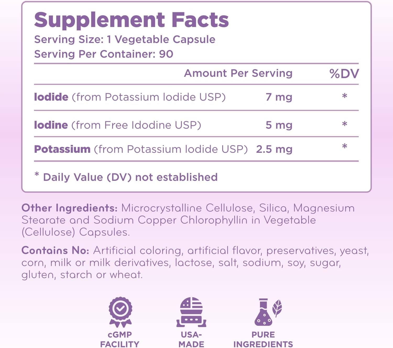 High Potency Potassium Iodine Supplement - Potassium Iodide USP and Free Iodine Capsules 12.5mg Precise Dosage Blend - Capsule Alternative to Lugol's Supplement for Thyroid Energy & Immunity (3 Month)