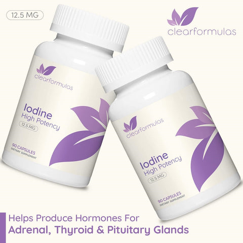 High Potency Potassium Iodine Supplement - Potassium Iodide USP and Free Iodine Capsules 12.5mg Precise Dosage Blend - Capsule Alternative to Lugol's Supplement for Thyroid Energy & Immunity (3 Month)