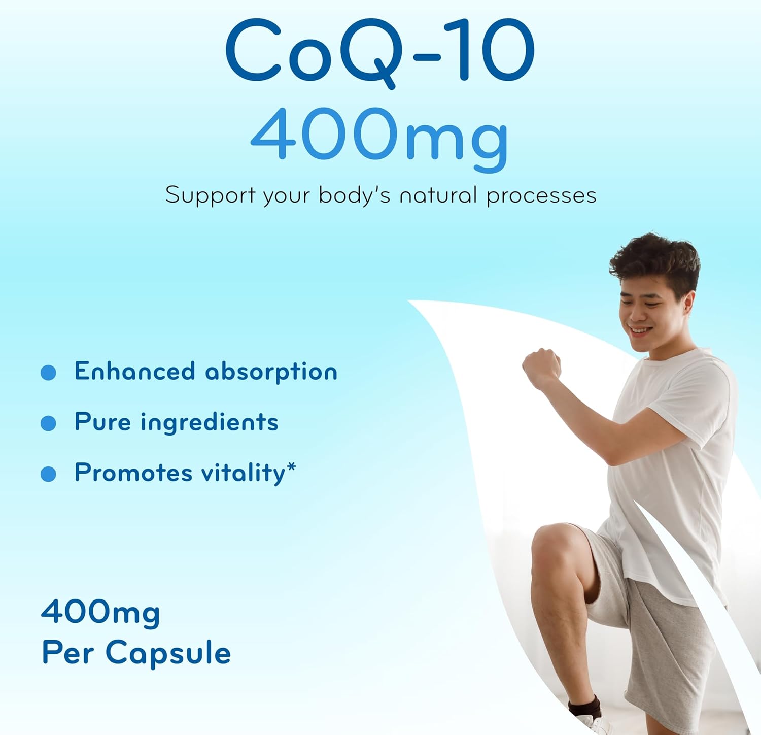 Quick Absorption CoQ10 400mg Capsules - Coenzyme Q10 400mg Potent Antioxidant for Heart Energy and Aging Support - High Stability CoQ10 Ubiquinone Capsules - Made in a cGMP US Lab (200 Servings)