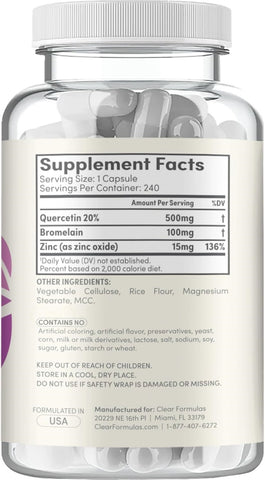 Advanced Zinc Quercetin with Bromelain Formula - Triple Immune Support Quercetin Complex for Daily and Seasonal Immune System Wellness Support - Made in a cGMP American Facility (240 Servings)