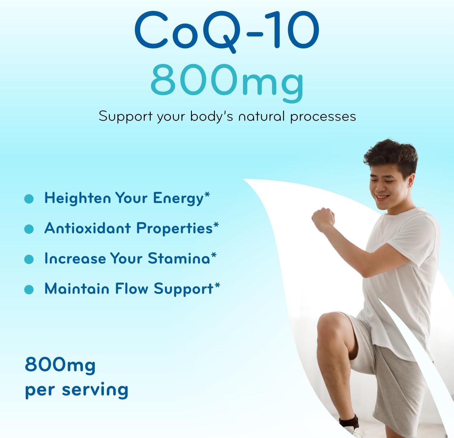 Extra Strength CoQ10 800mg - Quick Absorption Coenzyme Q10 800mg Potent Antioxidant for Heart Energy and Aging Support - High Stability CoQ10 Ubiquinone Caps - Made in a cGMP US Lab (100 Servings)