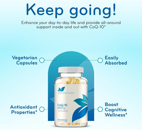 Extra Strength CoQ10 800mg - Quick Absorption Coenzyme Q10 800mg Potent Antioxidant for Heart Energy and Aging Support - High Stability CoQ10 Ubiquinone Caps - Made in a cGMP US Lab (100 Servings)