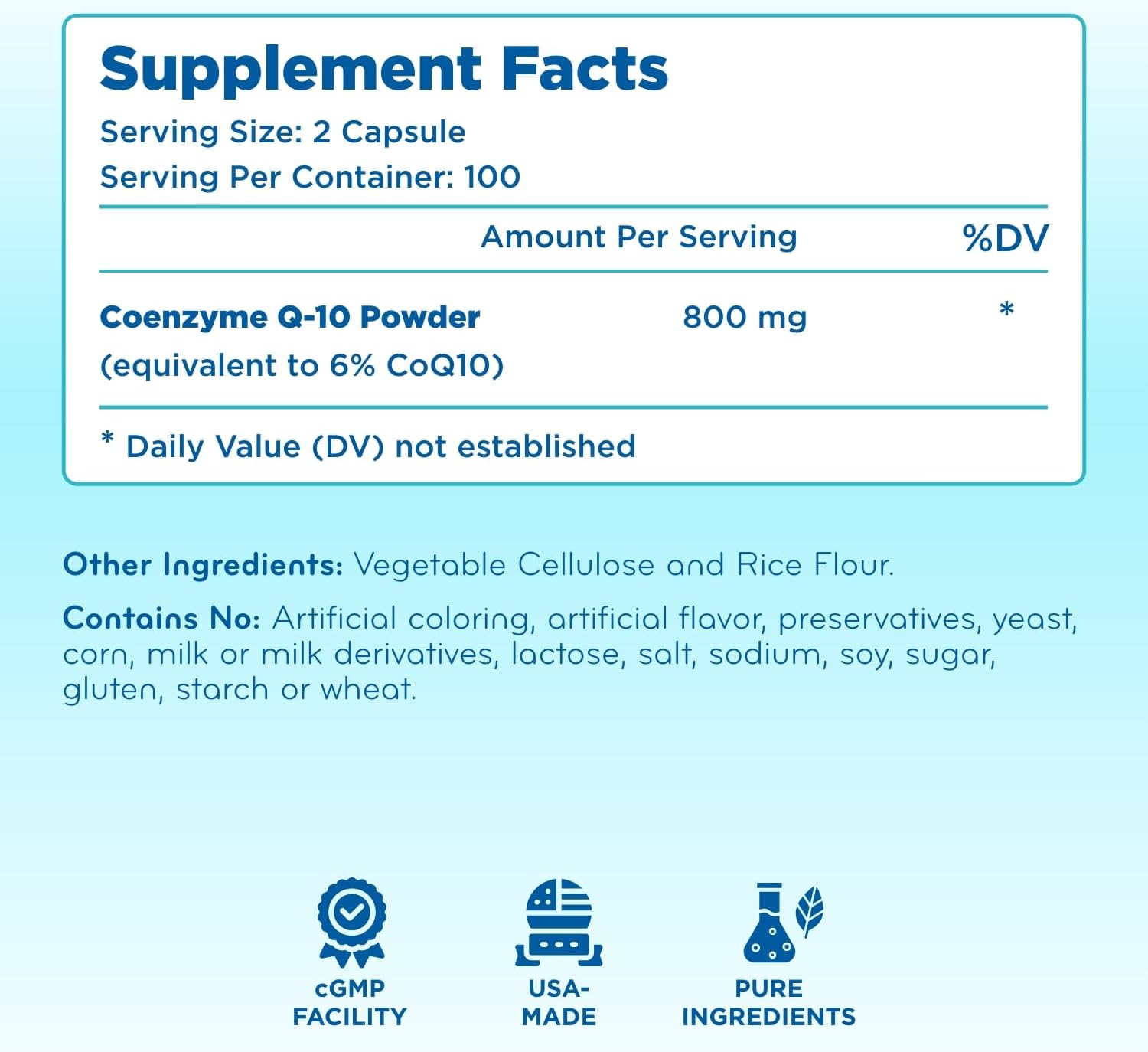 Extra Strength CoQ10 800mg - Quick Absorption Coenzyme Q10 800mg Potent Antioxidant for Heart Energy and Aging Support - High Stability CoQ10 Ubiquinone Caps - Made in a cGMP US Lab (100 Servings)