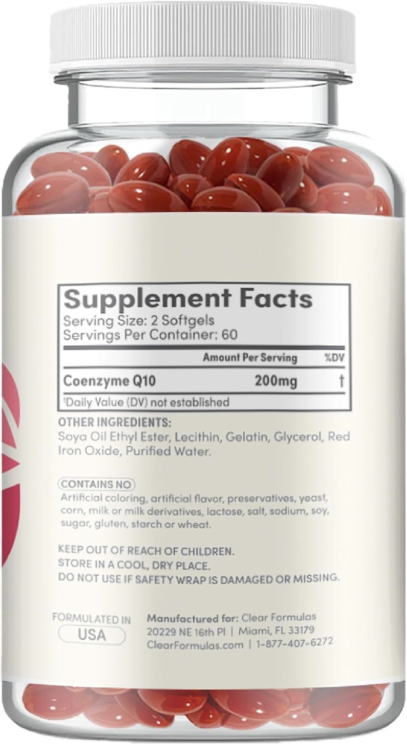 CoQ10 200mg Softgels - Quick Absorption Coenzyme Q10 200mg Potent Antioxidant for Heart Energy and Aging Support - High Stability CoQ10 Ubiquinone Soft Gels - Made in a cGMP US Lab (60 Servings)