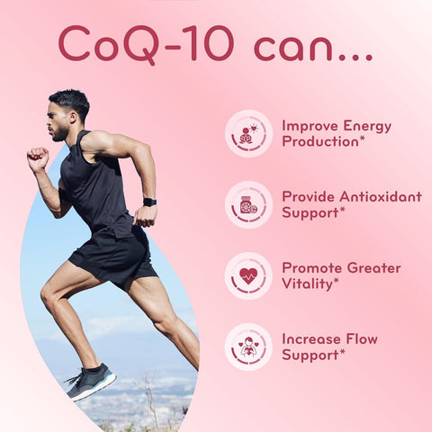 CoQ10 200mg Softgels - Quick Absorption Coenzyme Q10 200mg Potent Antioxidant for Heart Energy and Aging Support - High Stability CoQ10 Ubiquinone Soft Gels - Made in a cGMP US Lab (60 Servings)
