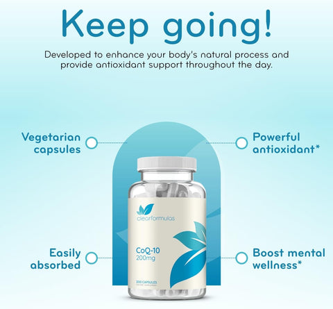 Quick Absorption CoQ10 200mg - Coenzyme Q10 200mg Potent Antioxidant for Heart Energy and Aging Support - High Stability CoQ10 Ubiquinone Capsules - Made in a cGMP US Lab (200 Servings)
