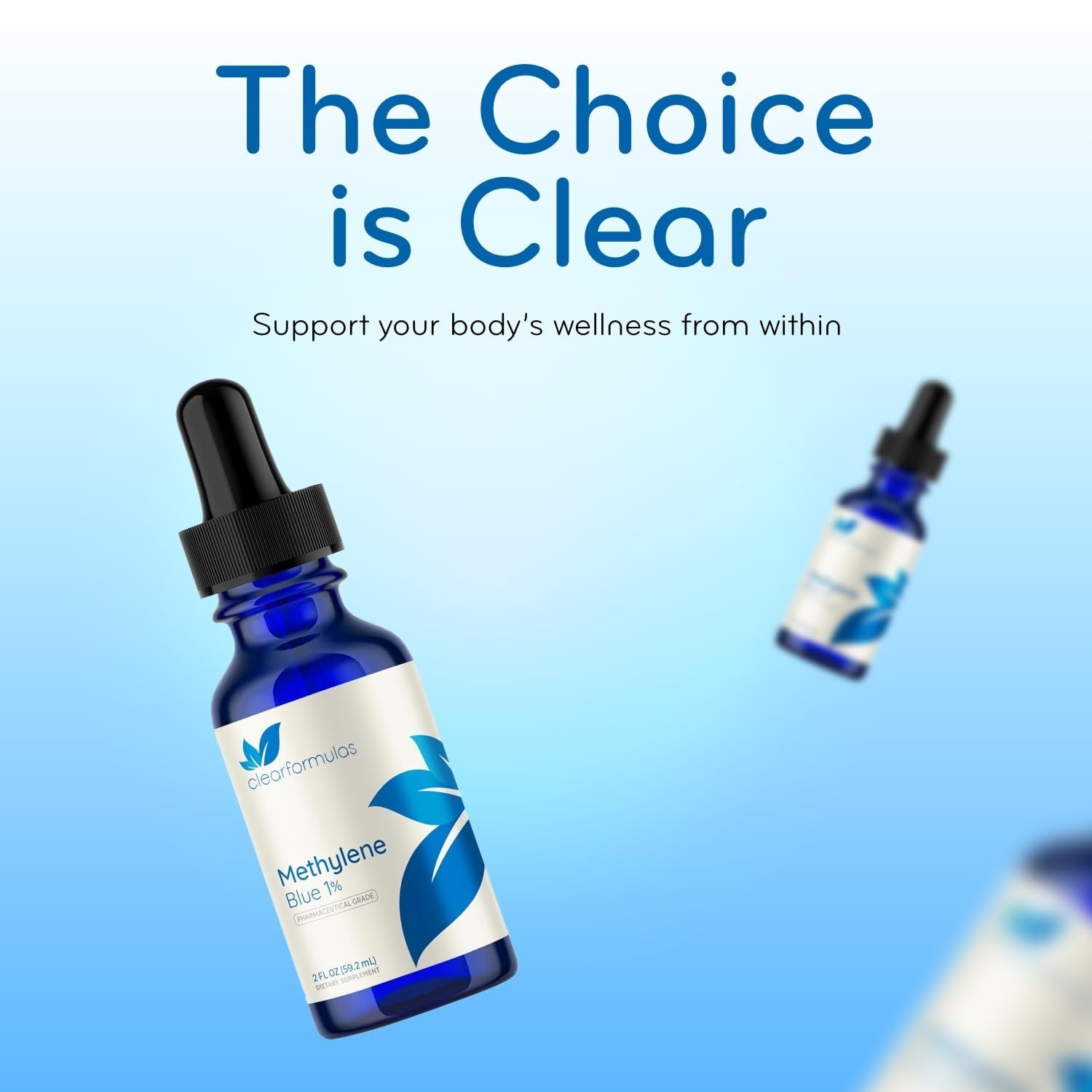 Pharmaceutical Grade Methylene Blue Drops - Pure Methylene Blue 1% in Reverse Osmosis Water Solution for Brain & Cellular Health Support - Formaldehyde & Alcohol-Free - Made in cGMP Facility (2 Fl Oz)