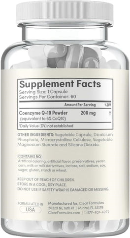 Quick Absorption CoQ10 200mg - Coenzyme Q10 200mg Potent Antioxidant for Heart Energy and Aging Support - High Stability CoQ10 Ubiquinone Capsules - Made in a cGMP US Lab (60 Servings)