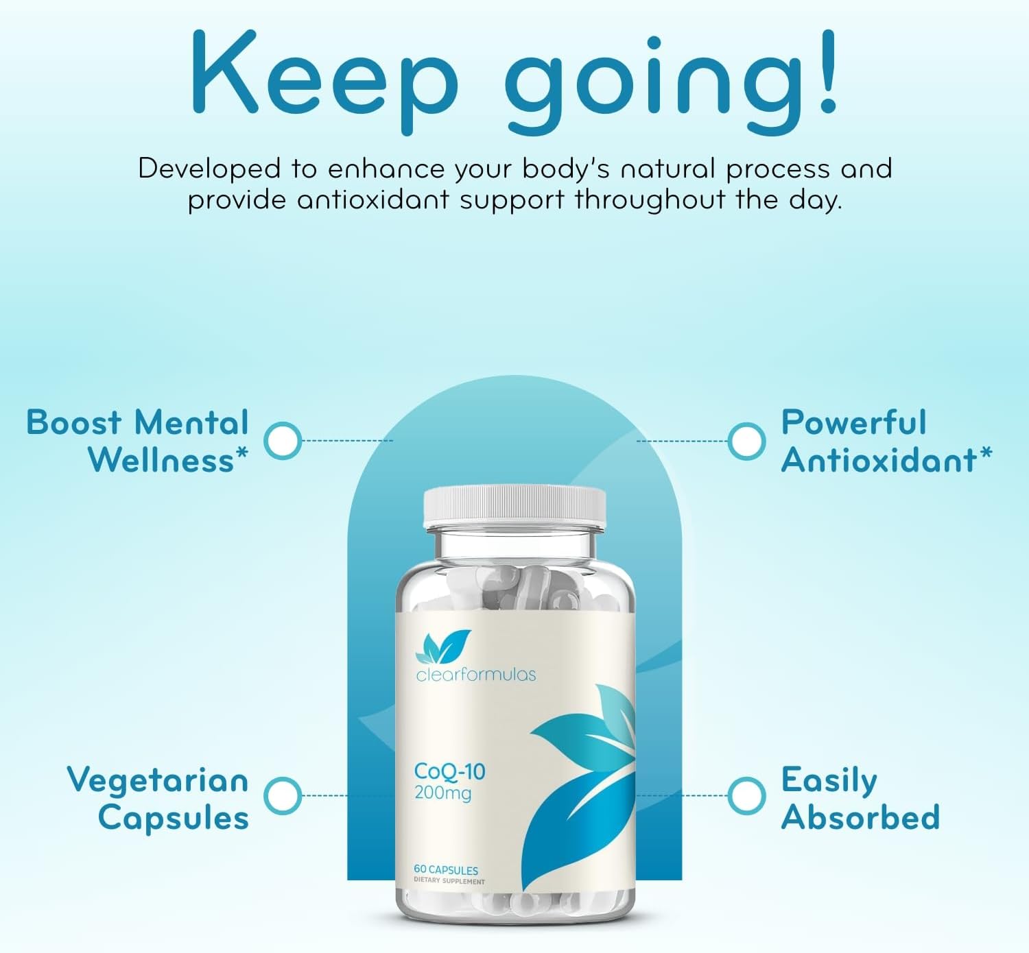 Quick Absorption CoQ10 200mg - Coenzyme Q10 200mg Potent Antioxidant for Heart Energy and Aging Support - High Stability CoQ10 Ubiquinone Capsules - Made in a cGMP US Lab (60 Servings)