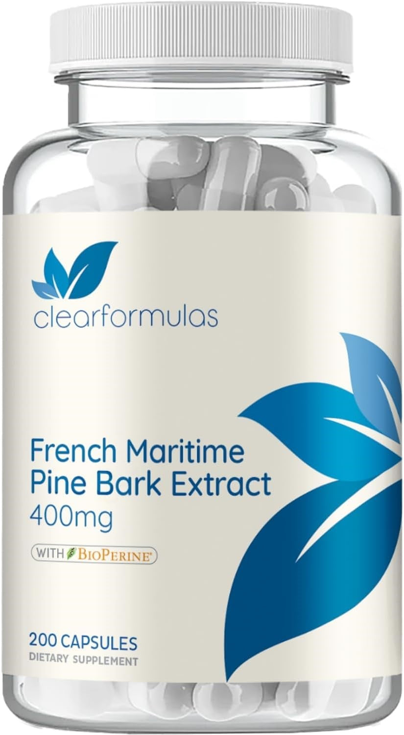 French Maritime Pine Bark Extract Capsules - Antioxidant French Pine Bark Extract Support Nitric Oxide and Testosterone for Men with 95% PACs & BioPerine for Enhanced Absorption (200 Servings)