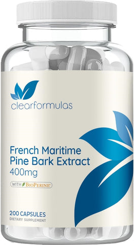French Maritime Pine Bark Extract Capsules - Antioxidant French Pine Bark Extract Support Nitric Oxide and Testosterone for Men with 95% PACs & BioPerine for Enhanced Absorption (200 Servings)