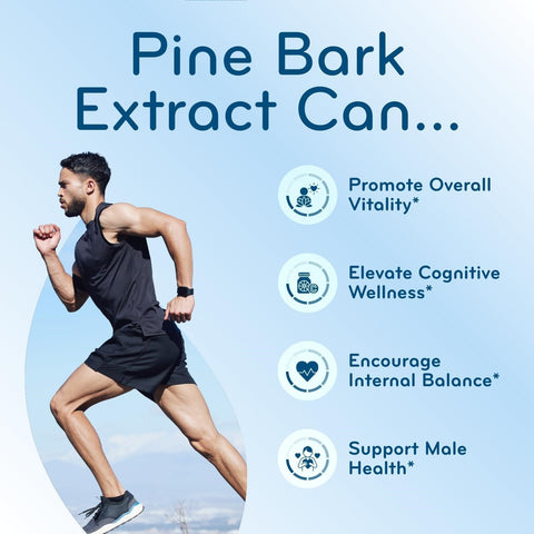 French Maritime Pine Bark Extract Capsules - Antioxidant French Pine Bark Extract Support Nitric Oxide and Testosterone for Men with 95% PACs & BioPerine for Enhanced Absorption (200 Servings)