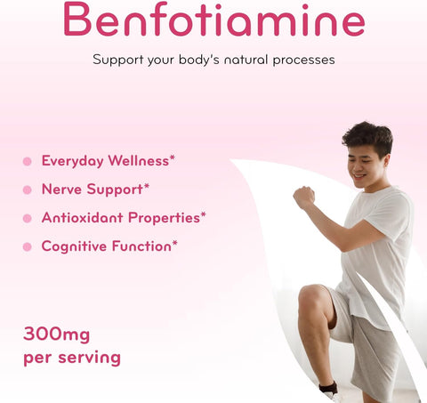 High Absorption Vitamin B1 Benfotiamine 300mg - Benfotiamine Supplement for Glycation Heart and Nerve Support - Vegan Non-GMO & Gluten Free Fat Soluble Thiamine B1 Supplement (180 Servings)