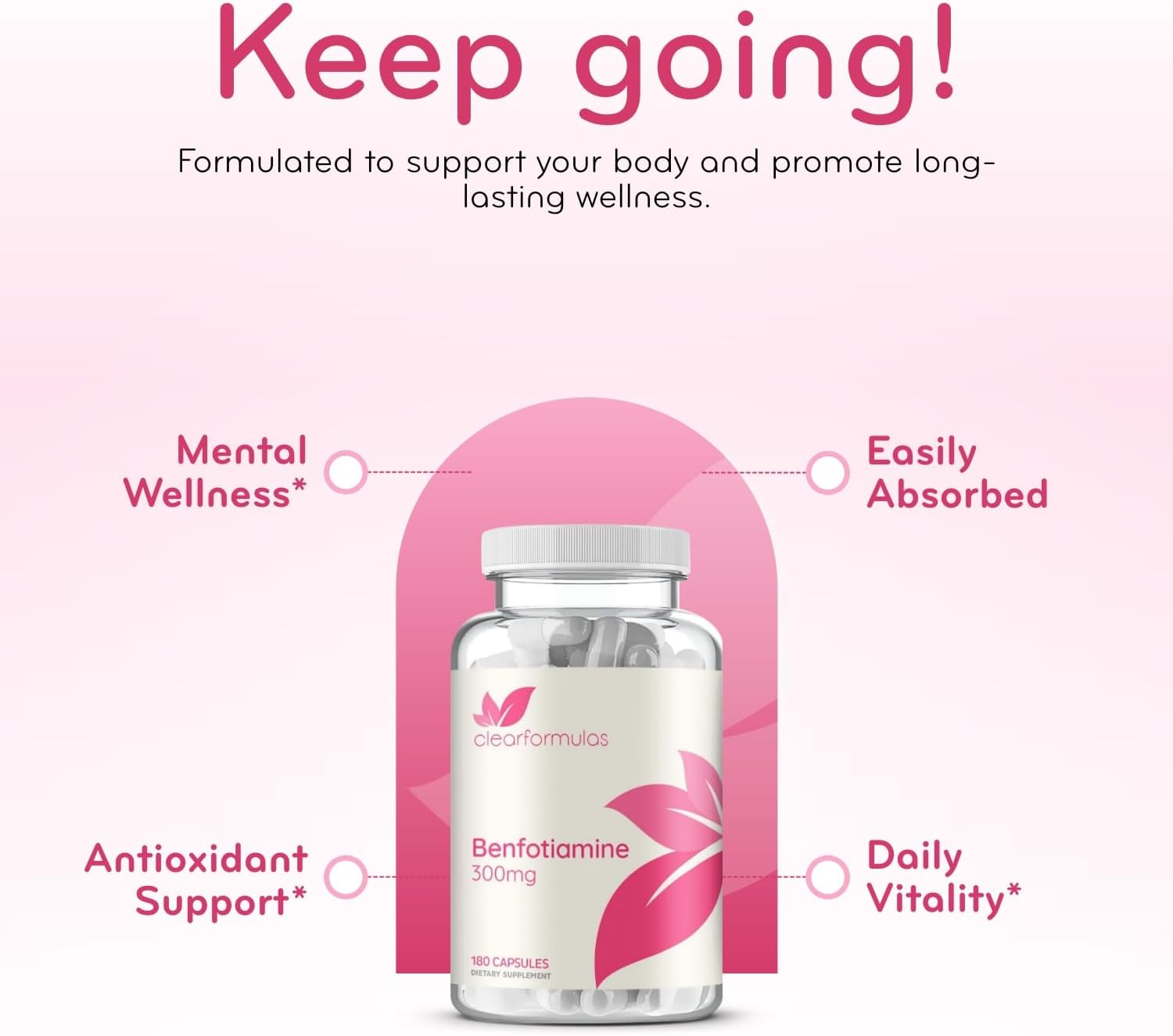 High Absorption Vitamin B1 Benfotiamine 300mg - Benfotiamine Supplement for Glycation Heart and Nerve Support - Vegan Non-GMO & Gluten Free Fat Soluble Thiamine B1 Supplement (180 Servings)