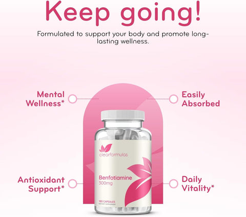 High Absorption Vitamin B1 Benfotiamine 300mg - Benfotiamine Supplement for Glycation Heart and Nerve Support - Vegan Non-GMO & Gluten Free Fat Soluble Thiamine B1 Supplement (180 Servings)