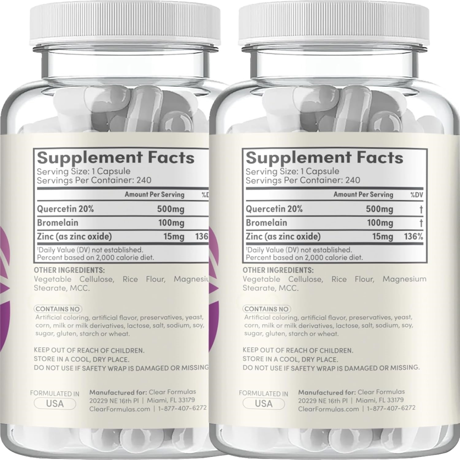 Advanced Zinc Quercetin with Bromelain Formula - Triple Immune Support Quercetin Complex for Daily and Seasonal Immune System Wellness Support - Made in a cGMP American Facility (480 Servings)