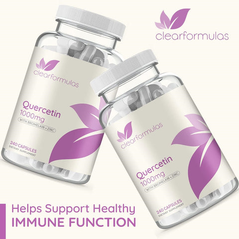 ClearFormulas Quercetin 1000mg (2 Pack) with Bromelain and Zinc Supplement 480 Capsules Quercetin