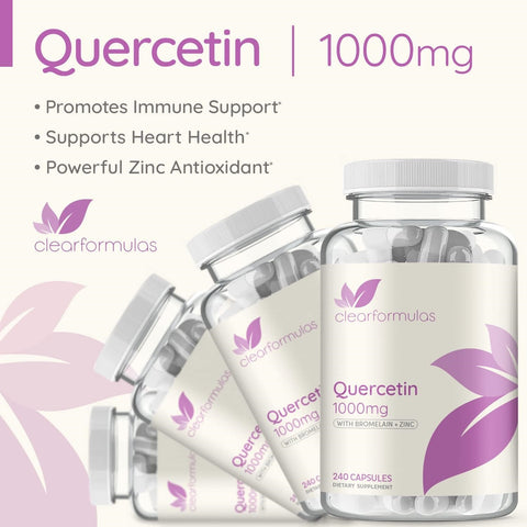 ClearFormulas Quercetin 1000mg (2 Pack) with Bromelain and Zinc Supplement 480 Capsules Quercetin
