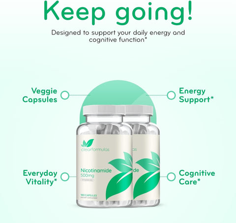 ClearFormulas Nicotinamide 500mg (360 Veggie Capsules) (2 Pack) Vitamin B3