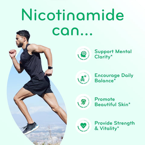 Vitamin B3 Nicotinamide 500mg - High Absorption Form of Vitamin B3 Niacin Flush Free for Hear Skin Brain and Energy Support - NAD Precursor - Made in a cGMP American Facility (180 Servings)