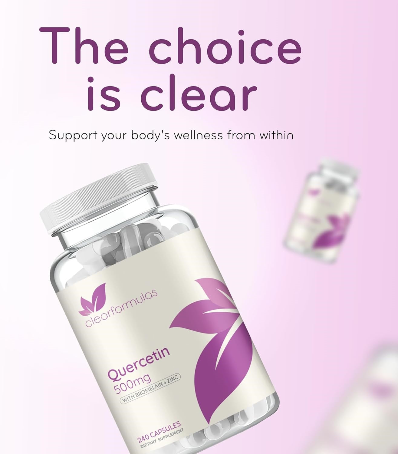 ClearFormulas Quercetin 1000mg Per Serving with Bromelain and Zinc Supplement 240 Capsules Quercetin Dihydrate
