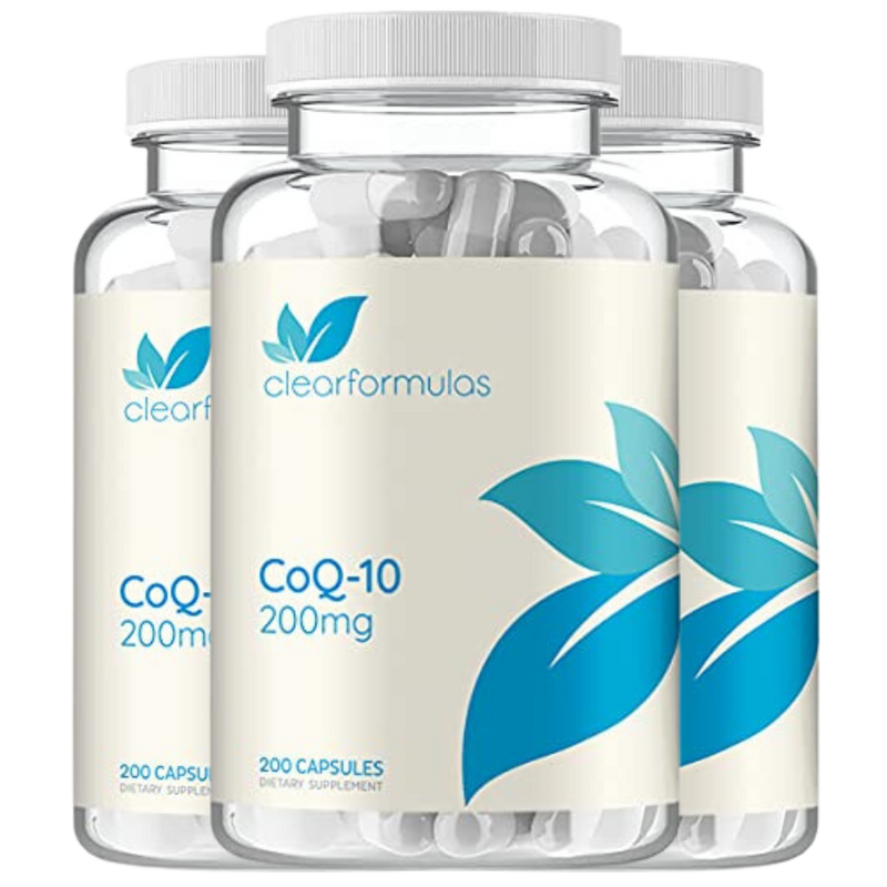 Clear Formulas Pure CoQ10 200mg 200 Capsules (3 Pack) Supports Heart Health & Helps Maintain Healthy Blood Pressure