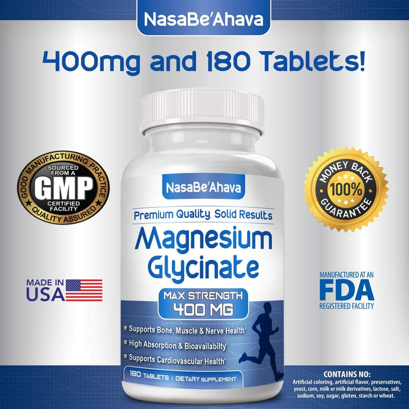 Magnesium Glycinate - 400 mg - 180 Capsules