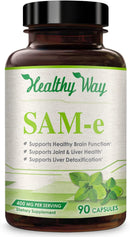 Front of Healthy Way SAM-e 400mg dietary supplement bottle.
