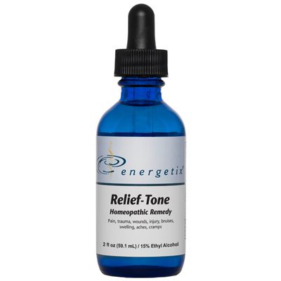 Front of Energetix Relief-Tone Homeopathic Remedy bottle.
