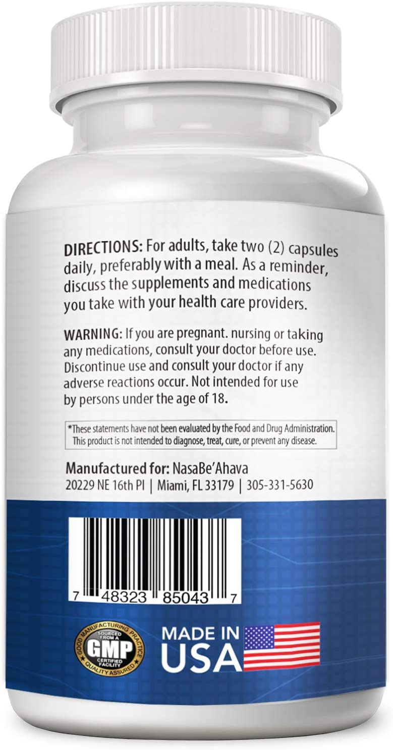 Liposomal Vitamin C directions,  manufacturer and warning label on back of bottle.