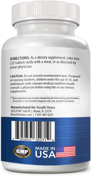 Magnesium Glycinate 400mg directions, caution and manufacturer label on back of bottle.