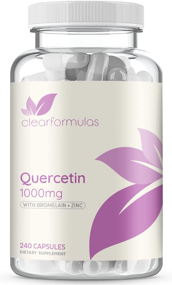 Clear Formulas Quercetin 1000mg Per Serving with Bromelain and Zinc Supplement - 240 Capsules - Quercetin Dihydrate to Support Immune Health and Cardiovascular