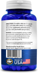 CoQ10 200mg directions and warning label on bottle.