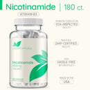 Clear Formulas Nicotinamide 500mg (180 Veggie Capsules) Vitamin B3 - NAD Booster to Support NAD, Anti Aging