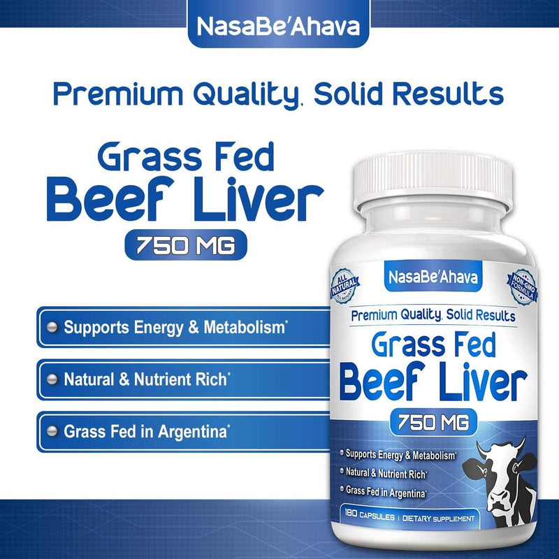 Grass Fed Beef Liver (Desiccated) - 3000 mg - 180 Capsules