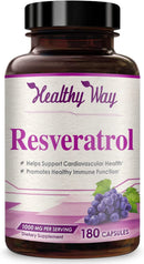 Front of Healthy Way Resveratrol dietary supplement bottle.