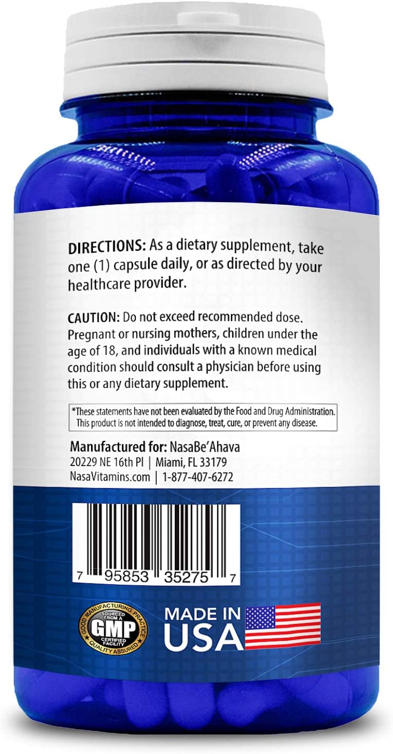 Nicotinamide 500mg directions, caution and manufacturer label on back of bottle.