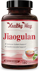 Front of Healthy Way Jiaogulan dietary supplement bottle.